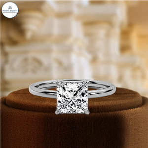 Anillo de Compromiso Solitario con Diamante Cultivado en Laboratorio, Corte Princesa, 1 Quilate, Certificado IGI, Oro Amarillo de 14k, Anillo de Boda para Regalo de Aniversario - Product Image 1