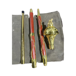 Bastón de Marcha Profesional, Maza de Director de Banda, Corona de León en Relieve Cromado Dorado, Instrumentos de Percusión de Alta Calidad, Tamborín, Tuba - Product Image 1