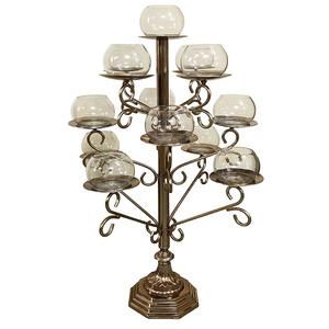 Candelabro plateado de 4 brazos de calidad premium para centro de mesa en fiestas y hoteles, candelabro hecho a mano con centro de florero. - Product Image 3