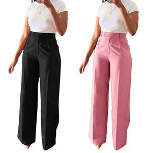 Pantalones Casuales de Invierno para Mujer, de Pierna Ancha, Rectos, de Cintura Alta, con Forro Polar, Transpirables - Product Image 1