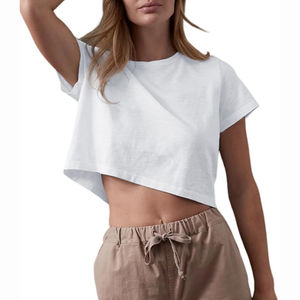 Débardeurs pour femmes de qualité supérieure solide 100% coton léger respirant col rond conception courte Streetwear Styles OEM disponible - Product Image 4