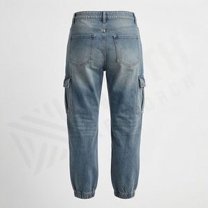 Pantalons décontractés pour femmes à taille haute, classiques, en jean droit, pantalons cargo, couleur personnalisée, coton respirant, streetwear - Product Image 2