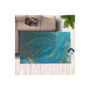 Turquoise Marbled Digital <b>Printed</b> Carpet for Teen Rectangle Hallway Pattern for <b>Bedroom</b> and Living Room Decoration Home Rug - Product Image 3