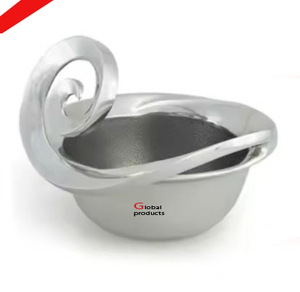 Bol de service à salade et à nourriture en métal en acier inoxydable en métal fini argenté design pour hôtel, restaurant et bar - Product Image 1