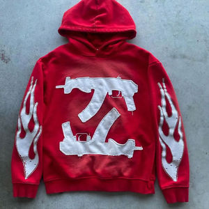 Prix bon marché OEM 100% coton Vintage Distressed Graphic Hoodie pour homme Oversized Baggy Flare Sleeves Winter Hoodie - Product Image 6