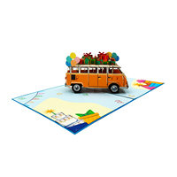 Tarjeta 3D Pop-up de Feliz Cumpleaños Hecha a Mano con Diseño Personalizado de Animales en Autobús, Manualidades de Papel, Vietnam, Mejor Precio, Marcapáginas Promocionales