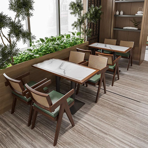 Nuevo diseño, Banco de comedor largo, sofá, asiento de Banco de cuero de ratán de madera para restaurante y cafetería - Product Image 5