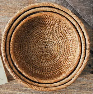 100% handmade ottoman woven baskets, Round Rattan Basket, Fruit Basket for Ideal Gifts from Vietnam manufacturer