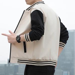 Nouvelle veste pour hommes les quatre saisons veste universitaire hommes décontracté épissage rayure col de baseball manteaux poignets élastiques streetwear - Product Image 2