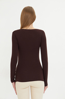 Body de Manga Larga con Cuello Redondo para Mujer, Ajuste Delgado, Color Sólido, Tejido de Punto, Mezcla de Algodón y Elastano, Estilo Minimalista, para Todas las Temporadas