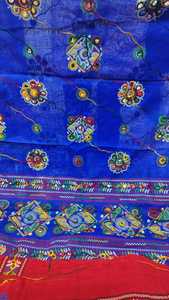 Phulkari <b>Dupatta</b> with Mirror Foil Work Hand Embroidered Cotton Chunni Vintage <b>Scarf</b> Indian Wedding Favor Gift Wrap for Women - Product Image 5