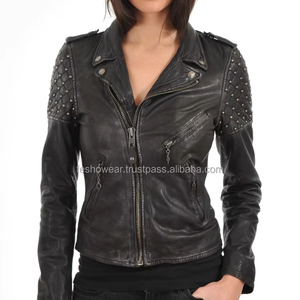 High Quality 2015 New Design Ladies <b>Sheep</b> <b>Skin</b> Leather Motorcycle <b>Jacket</b> Stylish Slim Fit Quilted Fashionable Autumn Winter - Product Image 3