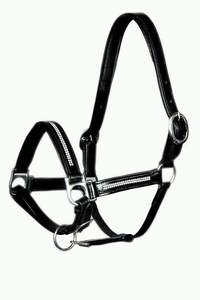 Nuevo Full Black Heavy Duty Leather Bling Crystal SHOW Halter Premium Product Genre - Product Image 3