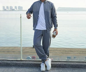 ชุดวอร์มแขนยาวผ้าฝ้าย100% แอกทีฟสำหรับผู้ชาย, ชุดวอร์มแขนยาวซิปเต็มพร้อมแจ็กเก็ตและกางเกงขายาวเป็นมิตรกับสิ่งแวดล้อมสำหรับฤดูหนาว - Product Image 6