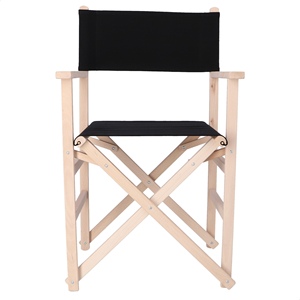 Sedia da Regista WELL HOME in Legno di Faggio con Finitura Non Verniciata e Tela Nera 51x46x86 cm - Product Image 1
