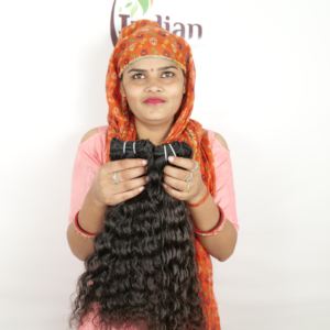 Pas cher 100% Couleur Naturelle Noir Crépus Soyeux Buldle vague Profonde Vague Remy Indien Extensions de Cheveux Humains pour les Femmes - Product Image 2