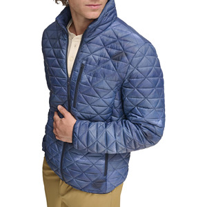 Custom Logo Quick Dry Breathable <b>Lightweight</b> Warm Stand Collar Front Hooded Winter Bubble Puffer <b>Jacket</b> for <b>Men</b> - Product Image 5
