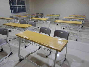 Juego de sillas de escritorio ergonómicas modernas con estructura de metal resistente y tapa de madera lisa para uso diario en escuelas, colegios, jardines - Product Image 2