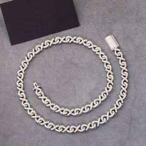 Pour les hommes certifiés Hip Hop 925 argent Sterling plaqué or blanc Zircon VVS diamant coupe lien croix fleur motif à la mode - Product Image 1