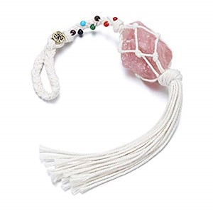 Colgador de pared caído cuentas de chakra de cuarzo rosa colgador de pared coche cristal curación piedra preciosa cristal chakra colgador mayorista - Product Image 4