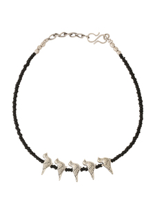 Tobillera con dije de pájaro con cuentas negras para mujer, joyería minimalista para el pie en tono plateado - Product Image 6