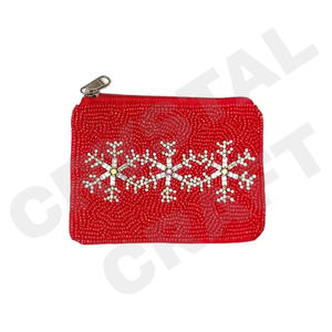 Pochette à monnaie perlée de graines de flocon de neige beau portefeuille de porte-monnaie perlé personnalisé pour les femmes pochette à monnaie à la mode avec - Product Image 1