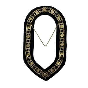 Oficiales Aliados Grados masónicos Collar de Oficial Oro Moire Masonic Regalia Craft Oficiales Collar de cadena/masónico y masón libre - Product Image 1