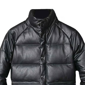 Chaqueta de Cuero Genuino Acolchada Negra para Hombre, Prenda Exterior Elegante con Estilo Único y la Mejor Calidad - Product Image 3