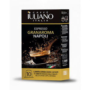 Café Iuliano Espresso Granaroma Napoli 10 Capsules Mélange Arabica Robusta Doux et Caféiné Certifié Halal Compatible - Product Image 3