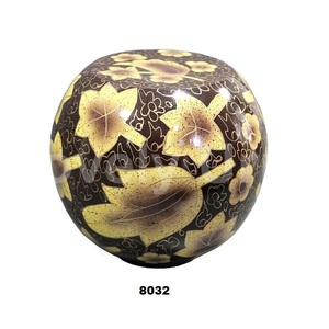 Metal Cremation <b>Urn</b> Memorial <b>Jar</b> Pot Container Full Size Round Shape <b>Urn</b> for Funeral Ashes Burial Leaves & Flower Print <b>Urn</b> - Product Image 1