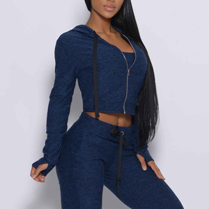 Conjunto de Dos Piezas de Punto Informal y Moderno para Mujer, Sudadera con Capucha y Pantalones de Verano con Opciones Personalizables - Product Image 1