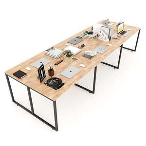 Escritorio Modular de 6 Piezas, 360x120cm, Diseño Tradicional Moderno, Estilo Minimalista, Patas de Madera de Caucho, HBMN013, Muebles de Oficina - Product Image 1