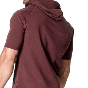 Offre Spéciale personnalisé pas cher demi manches exercice à capuche ajustement serré Gym entraînement musculation conception pour la saison d'hiver en gros - Product Image 3