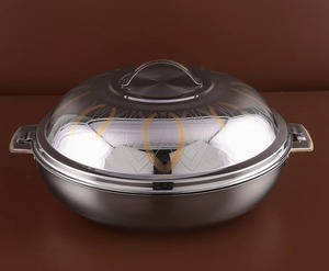 Casserole en acier inoxydable de haute qualité, argentée et dorée, moderne, écologique, pour servir et réchauffer les aliments, pour la maison et l'hôtel - Product Image 1