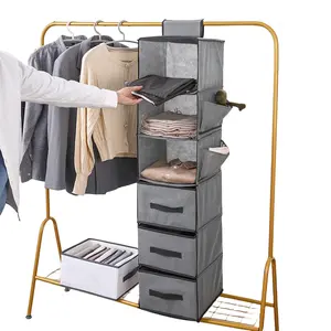 Hangende Kastplanken, Niet-Geweven Stoffen Planken Voor Kast, Kledingorganizer, 6 Tier Kast Plank Organizer