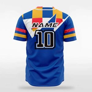 Sublimación personalizada poliéster béisbol Jersey transpirable uniforme impreso colorido malla bloques diseño adulto joven liso en blanco - Product Image 4