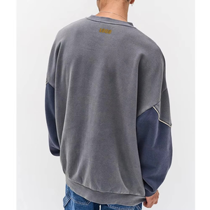 Sweat-shirts à capuche décontractés unisexes personnalisés en molleton à manches longues, lavés, en coton, patchwork, brodés, nouveaux produits d'automne - Product Image 2
