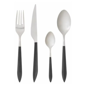 Juego de 4 cubiertos de acero inoxidable, ideal para utensilios de cocina, mesa, fiesta en casa, café, uso de cubiertos recubiertos de Color blanco, mango de Metal - Product Image 1