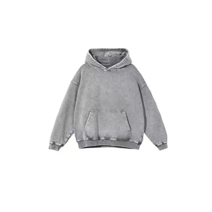 <b>Vintage</b> Men's 340g 100% Cotton Eco-Friendly Breathable Windproof Winter <b>Sweatshirt</b> Hood Washed Style Solid Cross-Border Uniform - Product Image 2
