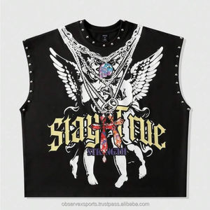 Nouvel arrivage personnalisé : Ensemble 2 pièces pour homme (T-shirt et short) sans manches, ourlet brut, 100 % coton, pour le sport et le basketball - Product Image 4