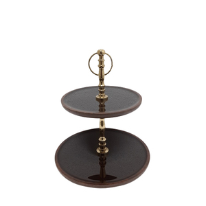 Support à gâteau rond à 4 niveaux en aluminium et bois de manguier, couleur blanche et noire, plateau de service pour mariage et décoration de cuisine - Product Image 5