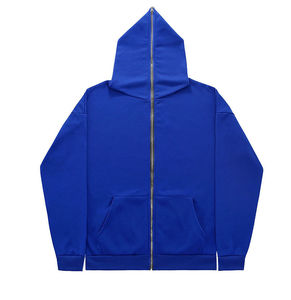 Sudaderas con capucha de algodón personalizadas con doble cremallera bidireccional para hombre, sudaderas con capucha con cremallera de cara completa y diseño en blanco de gran tamaño y personalización - Product Image 5