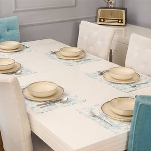 ชุดที่รองจานผ้าฝ้ายสีขาว3ชิ้นพร้อมแผ่นรอง100% หิมะสีฟ้าขนาด35x45ซม. อุปกรณ์โต๊ะอาหารสุดหรู - Product Image 2