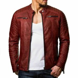 Chaqueta de cuero transpirable personalizada de alta calidad para hombres, nuevo diseño de moda, cuello levantado, cierre de cremallera, ODM para invierno - Product Image 1