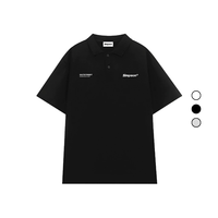 Camisa Tejida Ecológica Unisex con Cierre y Diseño Estampado Bordado, Manga Corta, Material de Spandex/Algodón