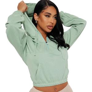 Sweat-shirts pour femmes en molleton doux vert, très demandés pour l'hiver, 100% coton, écologiques, de haute qualité, longueur classique, décontractés, pas chers - Product Image 3