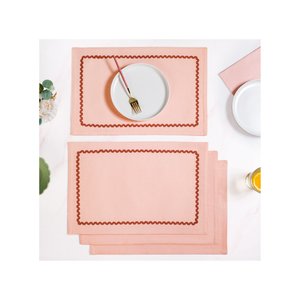 Super Simple Beige <b>Black</b> Lines <b>Square</b> Printed Cotton Linen Placemats Set of 4 Minimalist Striped Washable Placemats for Home Use - Product Image 2