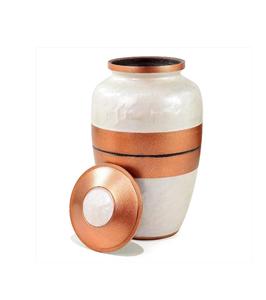 Urnes de crémation en métal en aluminium pour cendres et restes mortels | Magnifiques urnes faites à la main pour humains et animaux domestiques (bande de cuivre auréolée) - Product Image 3