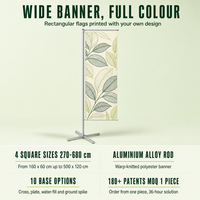 Drapeau rectangulaire imprimé sur mesure avec mât et base, 330 cm, en polyester, pour affichage publicitaire lors d'événements en extérieur