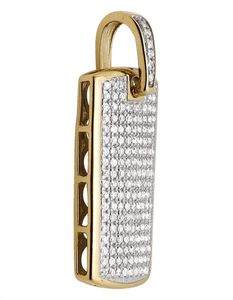 Design de forme rectangulaire glacé personnalisé en argent S925 avec finition bicolore diamant Moissanite avec pendentif bordure Halo - Product Image 3